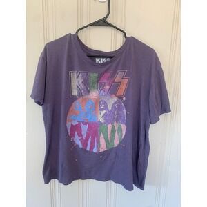 KISS Band Graphic T-Shirt Purple XL Rock and‎ Roll Music Tee